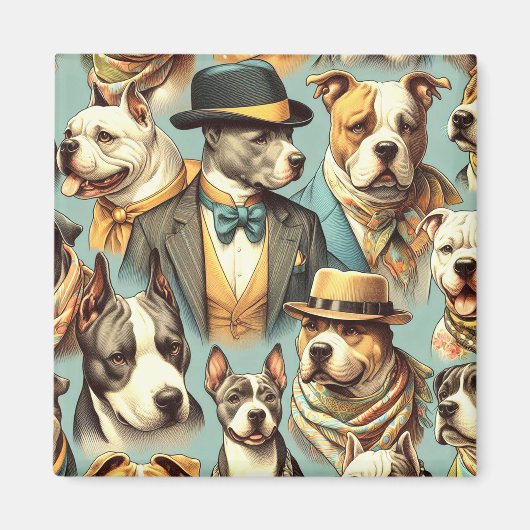  Amerikaanse Pit Bull Terrier Illustratie Magneet (Voorkant)