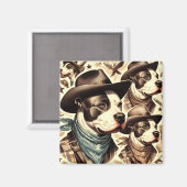  Amerikaanse Pit Bull Terrier Illustratie Magneet (Voorkant / Achterkant)