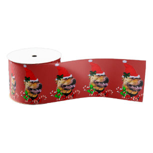 Amerikaanse Pit Bull Terrier-kerst Grosgrain Lint