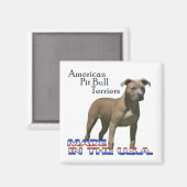 Amerikaanse Pit Bull Terriers : Vierkante Magneet (Voorkant / Achterkant)