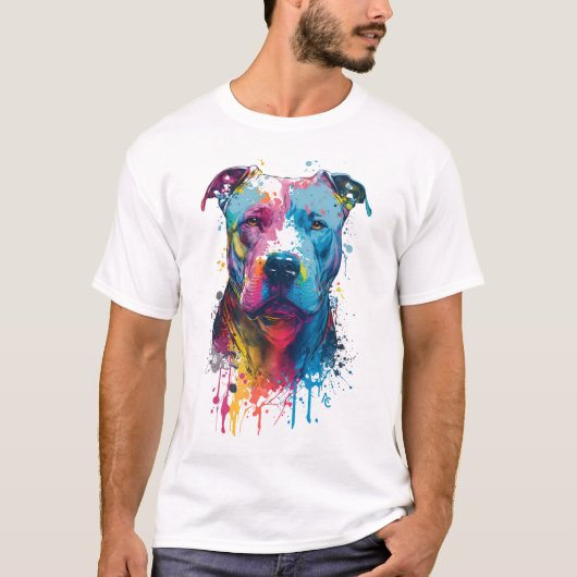 Amerikaanse Pitbull - Graffiti Ink Splash T-shirt (Voorkant)