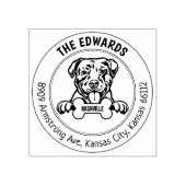 Amerikaanse Pitbull hond retour adres familie Rubberstempel (Afrduk)