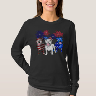 Amerikaanse Pitbull Hond Vuurwerk 4th of Ju Ly T-shirt