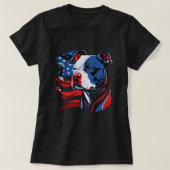 Amerikaanse Pitbull met Amerikaanse sterren en str T-shirt (Design voorkant)