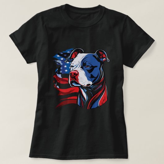 Amerikaanse Pitbull met Amerikaanse sterren en str T-shirt (Design voorkant)