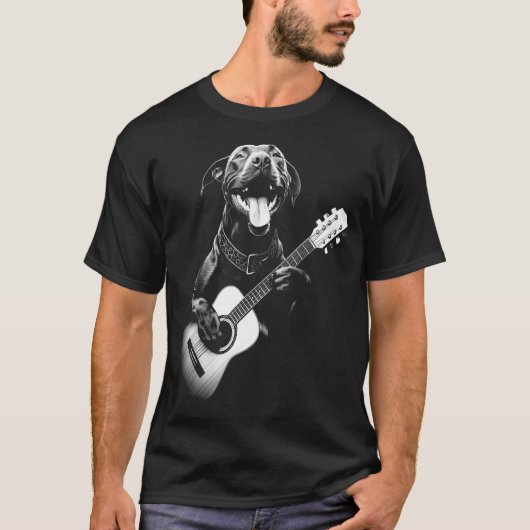 Amerikaanse Pitbull spelen gitaar - Funny Guitar D T-shirt (Voorkant)