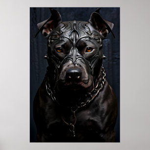 Amerikaanse Pitbull Terrier Black Metal Art Poster