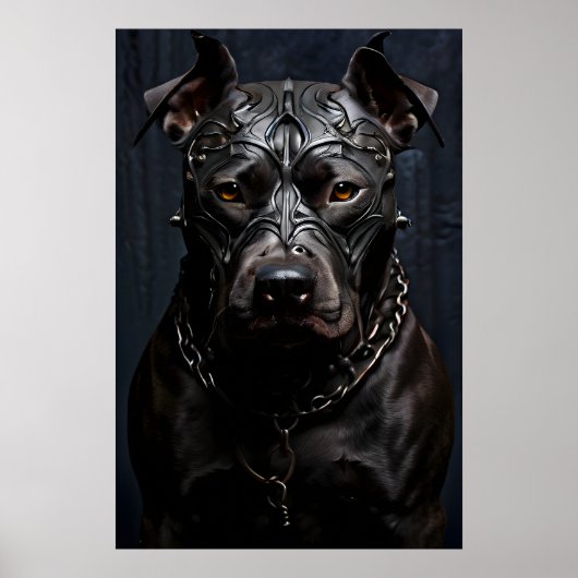 Amerikaanse Pitbull Terrier Black Metal Art Poster (Voorkant)