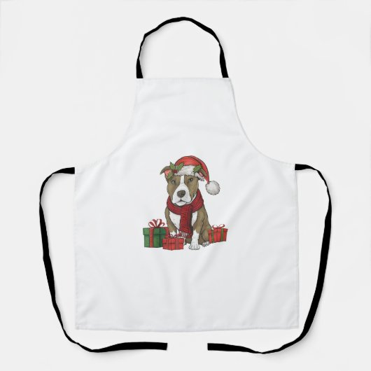 Amerikaanse Pitbull Terrier Hond Kerstfeesten San Schort (Voorkant)