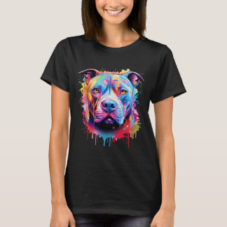 Amerikaanse Pitbull Terrier Splash Art Pitbull Dog T-shirt