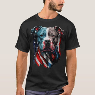 Amerikaanse Pitbull Terrier USA Vlag Patriottische T-shirt