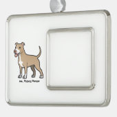 Amerikaanse Pitbull Terrier Verzilverd Kader Ornament (Links)