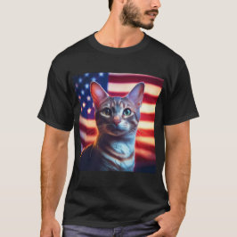 Amerikaanse polydactyl kat voor Amerikaanse vlag T-shirt