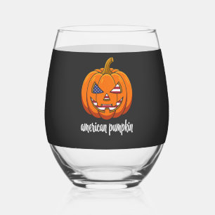 Amerikaanse Pompoen Patriottische Halloween Jack O Wijnglas Zonder Voet