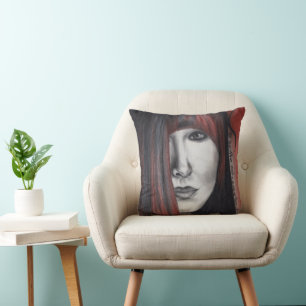 Amerikaanse popvrouw portret originele kunst teken kussen