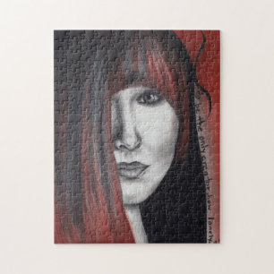 Amerikaanse popvrouw portret originele kunst teken legpuzzel