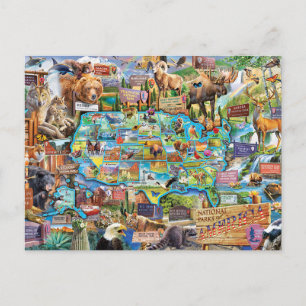 Amerikaanse Postale Collage Nationale Park Briefkaart