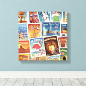 Amerikaanse postzegels canvas afdruk (Insitu (Houten vloer))