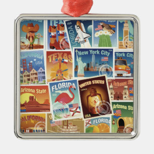 Amerikaanse postzegels metalen ornament