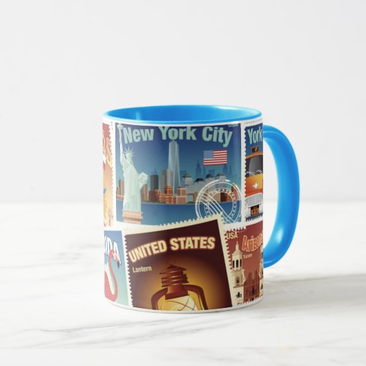 Amerikaanse postzegels mok (Voorkant rechts)