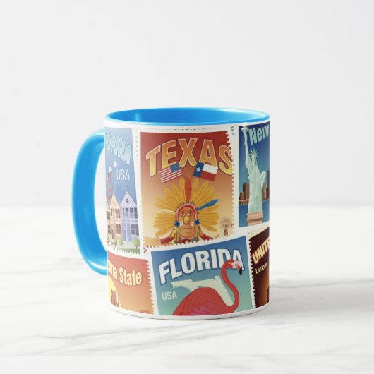 Amerikaanse postzegels mok (Voorkant links)