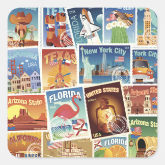 Amerikaanse postzegels vierkante sticker