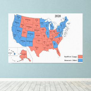 Amerikaanse presidentsverkiezingen van 2020 kaart foto afdruk
