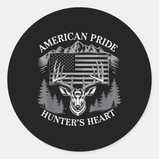 Amerikaanse Pride Hunters Heart Deer Hunting Ameri Ronde Sticker (Voorkant)