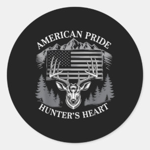 Amerikaanse Pride Hunters Heart Deer Hunting Ameri Ronde Sticker