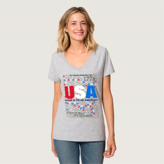 Amerikaanse Red White Blue-grondwet T-shirt (Voorkant volledig)