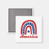 Amerikaanse regenboog op 4 juli magneet (Voorkant / Achterkant)