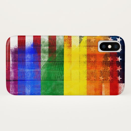 Amerikaanse regenboogvlag | Houtkorrels en schildp Case-Mate iPhone Case (Achterkant (horizontaal))