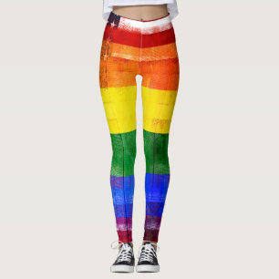 Amerikaanse regenboogvlag Houtkorrels en schildp Leggings