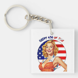 Amerikaanse Retro Pin-up Meisje Kunst Sleutelhanger