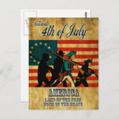 Amerikaanse Revolutie Soldaat Marching Flag Briefkaart (Voorkant / Achterkant)