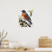 Amerikaanse Robin Bird Art Print Poster (Keuken)
