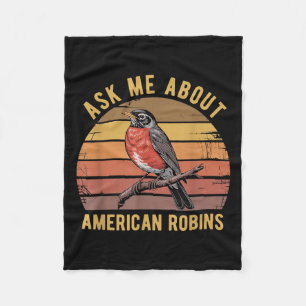 Amerikaanse Robin Bird Kijken Lover  Retro S Fleece Deken