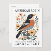 Amerikaanse Robin Bird van Connecticut Briefkaart (Voorkant / Achterkant)