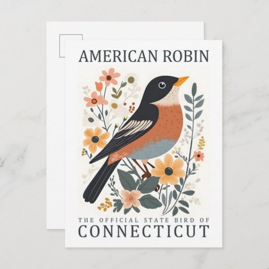 Amerikaanse Robin Bird van Connecticut Briefkaart (Voorkant / Achterkant)