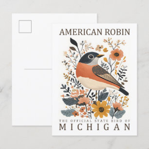 Amerikaanse Robin Bird van Michigan Verenigde Stat Briefkaart