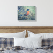 Amerikaanse Robin Bird Wrapped Canvas Afdruk (Insitu (Slaapkamer))