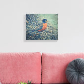 Amerikaanse Robin Bird Wrapped Canvas Afdruk (Insitu (Woonkamer))
