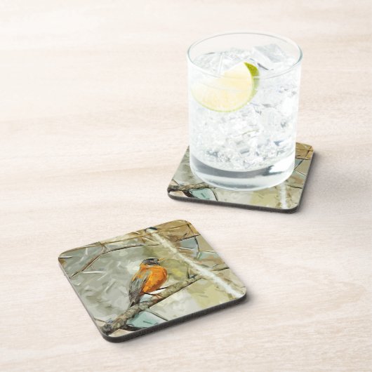 Amerikaanse Robin Hunting Abstract-impressionisme Onderzetter (Rechterzijde)