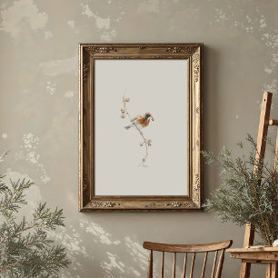 Amerikaanse Robin Waterverf kunst met bessen Poster