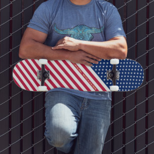 Amerikaanse rode, blauwe, witte sterren met vlag m skateboard