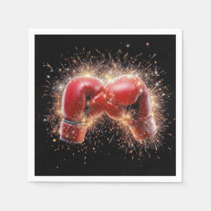 Amerikaanse Rode Bokshandschoenen in vuurwerk Servet