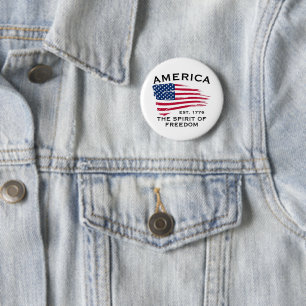 Amerikaanse rode witte blauwe strepen sterren vlag ronde button 5,7 cm