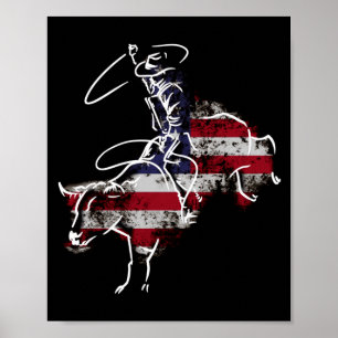 Amerikaanse rodeo stierrijden retro grunge usa poster