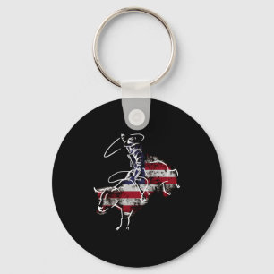 Amerikaanse rodeo stierrijden retro grunge usa sleutelhanger