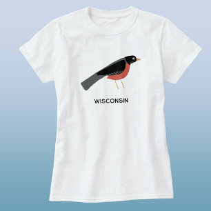 Amerikaanse Roodborst Kunst Wisconsin Aangepaste T T-shirt